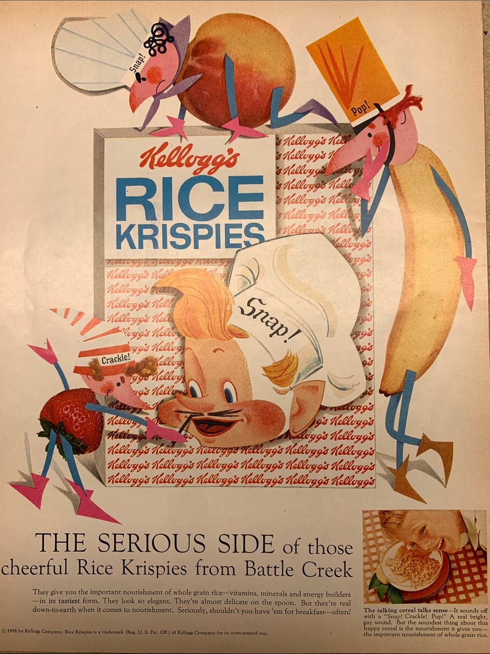 Kellogg's Rice Krispies Vintage Advertisement Look Magazine September 30, 1958